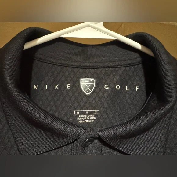Nike Men's Dri-Fit Black Patterned Golf Polo Shirt - Picture 3 of 5